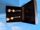 Silver  Dangle Earrings   Faux Pearl And Glass  Blue Tones 