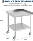 28 X 24  Stainless Steel Grill Stand Table Kitchen Food Prep Table With Wheels