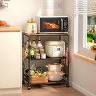 Rolling Kitchen Microwave Cart - 3 Tier Utility Stand With Lockable Wheels  Stor