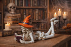 Halloween Skeleton Statue Halloween Skull Figurine Home Decor Reading Skeleton F