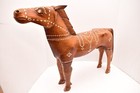 Atq Wood Mother Of Pearl Inlay Filipino Horse Wood Statue Mindanao Philippines