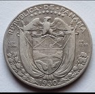 Panama 1 2 Balboa 1930 Silver Coin 