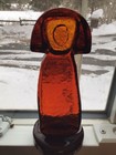 Vintage Erik Hoglund Kosta Boda Sweden Amber Glass Woman 1960