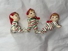 Vtg Christmas Lefton Elf Set 5 Candy Cane Pixie Ornaments Figurine Made In Korea