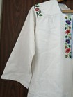 Old Vintage Folk Night Dress Beads Embroidered Romanian Traditional Woman Blouse