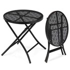 Folding Outdoor Side Table With Flower Cut Outs Weather Resistant Steel Patio