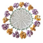 Handmade Crochet Doily Pansy Flower Border Vintage Style Table Decor Cottage