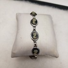Vtg Silver Tone Black White Cameo Bracelet