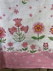 Vintage Feed Flour Sack Pink And White Flowers  32 X 27 1 2
