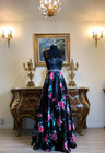 Women s Formal Print Floral V-neck Long Evening Gown Prom Dress