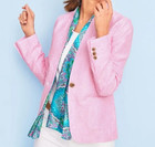 Talbots Aberdeen Women s Pink White Striped One Button Blazer Jacket Sz 4