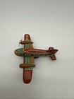 Vintage Japan Tin Litho Toy Airplane Wind Up Mechanism Missing 1 Propeller