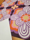 Awesome Rare Vintage Mid Century Retro 70s 60s Org Purp Floral Square Sml Fabric