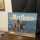 Rare Vintage Marlboro Cigarettes Metal Tin Sign 1980s Western Cowboy Horseman