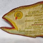 Vintage Hand Painted Wood Menu  1 00  88    50 Cent Fish Dinners Folk Art