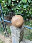 Wooden Pear Fruit With Copper Tone Stem leaf Farm Cottage Country Decor 3  X 6 