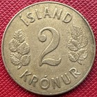 Iceland 1946 Aluminum-bronze 2 Kronur  One Year Type  Km  13