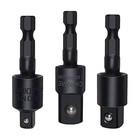 3pcs 360 Degree 1 4in Hex Shank 1 4in 3 8in 1 2in Extension Socket Adapter