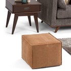 Wyndenhall Wendal Square Pouf Distressed Brown  Modern Faux Leather Upholstered 