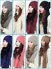 Women s Girls Winter Scarf   Hat Set Warm Knitted Beanie Scarves Knit Skull Cap