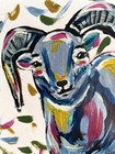 Original 11x13    Expressionist Colorful Confetti Goat Vlp Acrylic On Art Paper