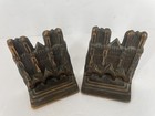 Vintage Cast Iron Cathedral Church Architectural Bookends Pair Heavy Patina