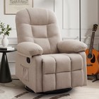 Linen Manual Swivel Rocker Recliner Chair With Side Pockets For Small Spaces
