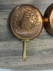 Set Of 3 Decorative Copper Pans Embossed Designs Brass Handles Made In Korea