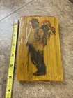 Vintage 1967 Mid-century Wooden Wall Hanging Decoupage Art Rustic Country Decor