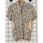 Tail Tech Womens Golf Polo Shirt Tan Snakeskin Animal Print Quarter Zip Size Xl