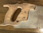 Vintage Warranted Superior  Wheat Handle Hand Saw 26  Blade And Hand Painted 