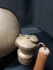 Old Auto-lite Carbide Miners Light Lamp W  Large Reflector   Homemade Handle