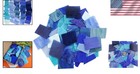 Assorted Blue Stained Glass Mosaic Tiles     35oz Value Pack For Crafts   Decor