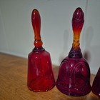 Lot Of 4 Vintage Fenton Glass Red Bells  