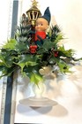 Vintage Kitschy Christmas Decor Standing Faux Lamp Post Greenery Elf Pixie Gnome