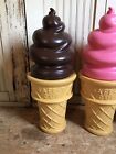 Blow Mold Giant Plastic Ice Cream Cone Displays Swirl Safe T Cup Lot Of 3