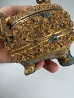 Antique Chinese Gold Gilded Metal Han Dynasty Archaic Style Censer Tripod Vessel