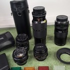 Lot Of 5 35 Mm Camera Lenses Plus Pieces And Parts Untested Parts Or Repair