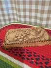 Two Vintage Wood Pyrography Art Burnt Wooden Tramp Roses
