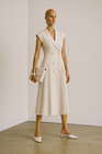      Vintage Jil Sander Dress 50s Sailor Style Gold Buttons A-line Size 38