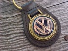 Volkswagen Vw Antique Gold Leather Key Fob Nos Hi-quality Classy Key Holder
