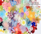 100 Pcs Mixed Ribbon Bows Organza Flower Lace Bead Appliques For Craft Diy  H   