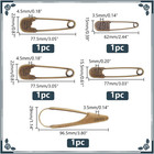 5 Pcs Extra Large Vintage Safety Pins  5 Styles Antique Bronze Heavy