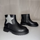 Wonder Nation Girls Glitter Star Chelsea Boots Black Size 13