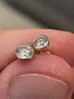 Vintage 14k Solid Yellow Gold Cz Stud Earrings 