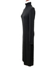 Moda Intl M Silk Cashmere Sweater Dress Bodycon Maxi Black Turtleneck Minimalist