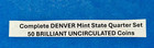 Complete State Quarter Set Of 50 Brilliant Uncirculated Coins   All Denver Mint