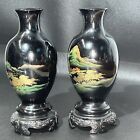 Set Of Two Hand Painted Chinese Lacquer Vases 7 