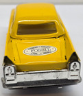 Vintage Fossil Watch Promo Tin Friction Toy Car Yellow Classic Sedan Style