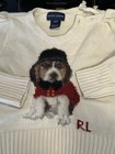 Rare Vintage Polo Ralph Lauren Dog Cotton  Wool Logo Hand Knit Sweater  2 2t